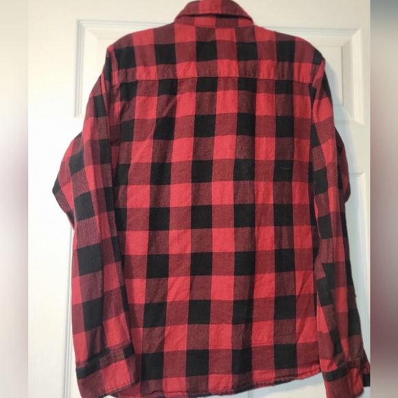 Hot‎ Leathers Men's Flannel Shirt Size Medium Red Black Buffalo Check - Picture 3 of 10